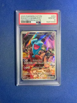 2025 POKEMON SVP EN-SV BLACK STAR PROMO #203 TEAM ROCKET'S WOBBUFFET PSA 10 - Image 1