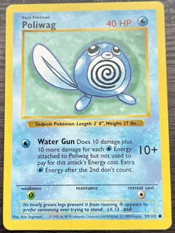 Shadowless Poliwag 059/102 Pokemon TCG WOTC Base Set MINT NM - Image 1