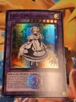 1st ed Lady's Dragonmaid BLMM-EN049 Ultra Rare Yugioh Card Near Mint - Image 1