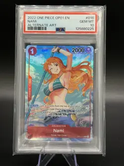 2022 One Piece OP01-Alternate Art #016 Nami Alpha Pre-Errata PSA 10 GEM MINT - Image 1