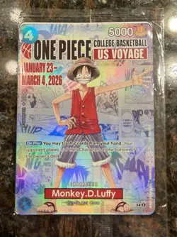 One Piece Monkey.D.Luffy College Basketball US Voyage P-055 Gonzaga Promo Sealed - Image 1
