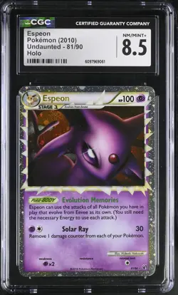 CGC 8.5 Espeon 2010 Undaunted 81/90 Holo Pokemon Card - Image 1