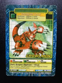 Digimon Digi-Battle Card Game Growlmon DP-01 Plastic Toy Exclusive Promo MP/LP - Image 1