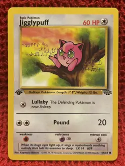 Jigglypuff 1st Edition VLP - 54/64 Jungle Common Pokemon Vintage Card WOTC 1999 - Image 1