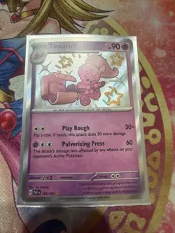 Tinkatuff 166/091 Pokemon Shiny Rare SV: Paldean Fates Card NM - Image 1