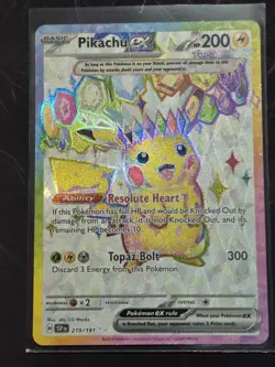 Pikachu ex Tera Holo Ultra Rare 219/191 Sv08 Surging Sparks Pokemon TCG Card - Image 1