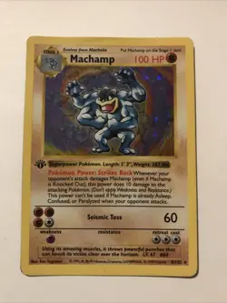 Pokemon TCG Machamp Base Set 8/102 Holo Shadowless 1st Edition Holo Rare Card - Image 1