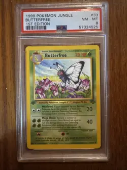 1999 Pokemon Jungle 1st Edition #33 Butterfree PSA 8 - Image 1