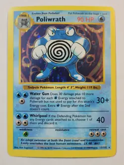 Pokemon Poliwrath -Shadowless Holo- BASE SET Pokemon PKMN 13 MP - Image 1