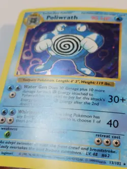 Pokemon Poliwrath -Shadowless Holo- BASE SET Pokemon PKMN 13 MP - Image 4