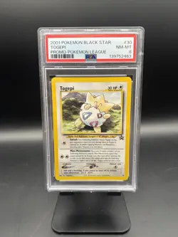 2001 Togepi Black Star promo Pokemon League #30 PSA 8 - Image 1