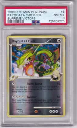 2009 Pokemon Platinum Rayquaza C-Rev. Foil Supreme Victors 8/147 PSA NM-MT 8 - Image 1