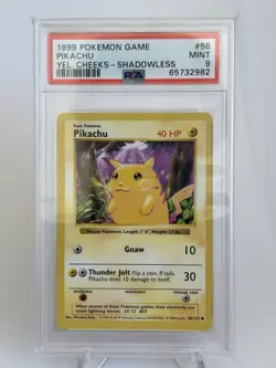 Pokemon Pikachu Yellow Cheeks Base Set Shadowless #58 PSA 9 Mint - Image 1