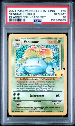 2021 POKEMON CELEBRATIONS CLASSIC COLLECTION #15 VENUSAUR-HOLO PSA 10 - Image 1