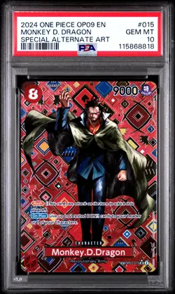 One Piece Card Monkey D. Dragon OP07-015 OP09 SP Alt Art PSA 10 Rare - Image 1