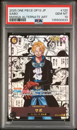 2025 ONE PIECE JAPANESE OP13-CARRYING ON HIS WILL #120 SABO MANGA ALT ART - Image 1