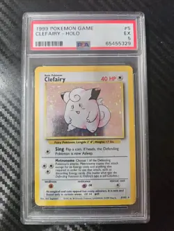 1999 POKEMON BASE SET 5/102 CLEFAIRY HOLO RARE PSA 5 EX - Image 1