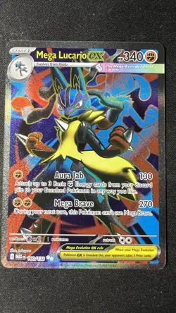 Pokemon Mega Lucario EX Ultra Rare Full Art Holo 160/132 Me01 340 HP TCG - Image 1