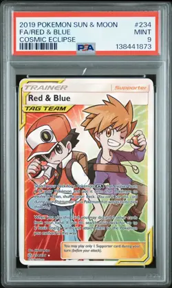 2019 Pokemon Cosmic Eclipse - Red & Blue FA Full Art #234 - PSA 9 - Image 1
