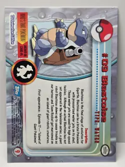 Blastoise #09 - NON-HOLO - SERIES 1 - TOPPS Pokemon Card Blue Logo - NM - Image 2