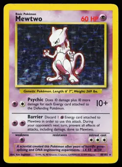 Mewtwo 10/102 Holo Rare Base Set Pokemon Card - Image 1
