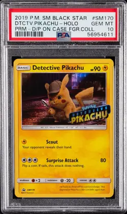 2019 POKEMON SM BLACK STAR PROMO #SM170 DETECTIVE PIKACHU-HOLO PSA 10 - Image 1