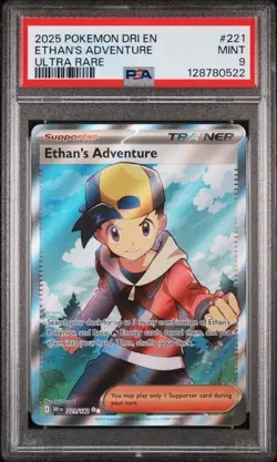 2025 Pokemon DRI EN-DESTINED RIVALS #221/182 ETHAN'S ADVENTURE ULTRA RARE PSA 9 - Image 2