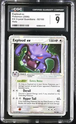 CGC 9 MINT Exploud ex 2006 EX Crystal Guardians 92/100 Holo SWIRL Pokemon Card - Image 1