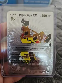 M Mimikyu EX Silver Foil Fan Art Vinyl Collector Pokemon Card 159/300 - Image 1