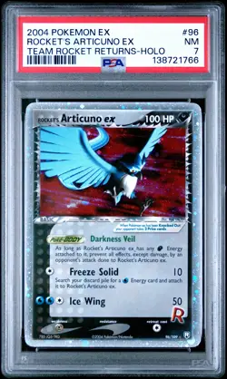 2004 POKEMON EX TEAM ROCKET RETURNS #96 ROCKET'S ARTICUNO EX-HOLO PSA 7 - Image 1