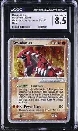 Pokemon TCG CGC 8.5 NM/MINT+ Groudon ex 93/100 EX Crystal Guardians Holo - Image 1