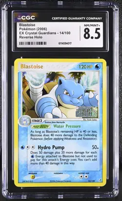 Pokemon Blastoise 14/100 Crystal Guardians Reverse Holo Rare CGC 8.5 NM/MINT+ - Image 1