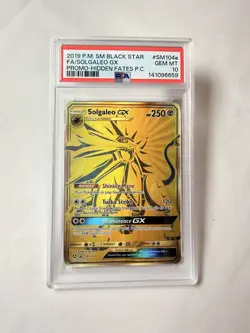 2019 POKEMON SM BLACK STAR PROMO #SM104A FULL ART/SOLGALEO GX PSA 10 - Image 1