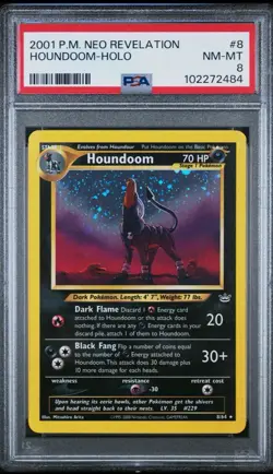 2001 POKEMON NEO REVELATION #8 HOUNDOOM-HOLO PSA 8 - Image 1