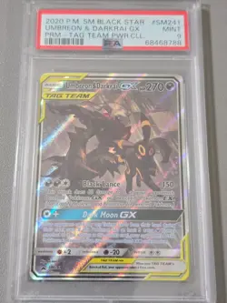 2020 Pokemon Umbreon and Darkrai GX SM241 Promo Tag Team PSA 9 Mint - Image 1