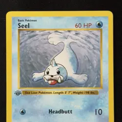 Seel 41/102 1st Edition Shadowless Base Set Vintage 1999 Pokemon WOTC LP+/NM - Image 3