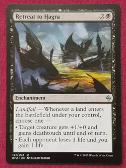 Magic The Gathering BATTLE FOR ZENDIKAR RETREAT TO HAGRA black card MTG - Image 1