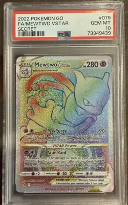 Pokemon Go Mewtwo VSTAR Full Art Card 79/78 Rainbow Secret Rare PSA 10 - Image 1