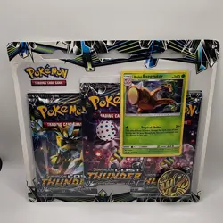 Pokemon Sun and Moon Lost Thunder 3 Pack Blister with Promo Card Factory Sealed - Image 1