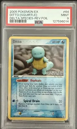 Ditto (Squirtle) #64/113 Delta Species Rev. Foil - 2005 Pokemon Ex PSA 9 Low POP - Image 1