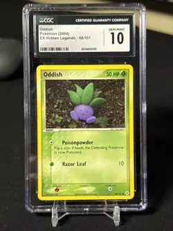 CGC 10 GEM MINT Oddish 2004 EX Hidden Legends 68/101 Pokemon Card - Image 2