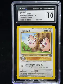 Igglybuff #36 Black Star Promo Pokemon League 2001 CGC 10 ✨ - Image 1