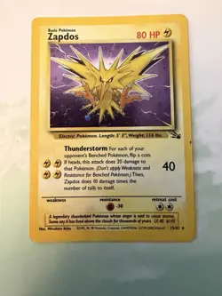 Pokemon TCG Zapdos Fossil 15/62 Holo 1999-2000 Wizards Base Set Copyright... - Image 1