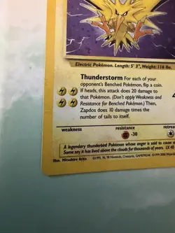 Pokemon TCG Zapdos Fossil 15/62 Holo 1999-2000 Wizards Base Set Copyright... - Image 5