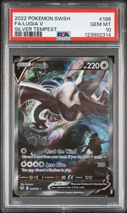 2022 Pokemon Sword & Shield Silver Tempest #186 Fa/Lugia V PSA 10 - Image 1