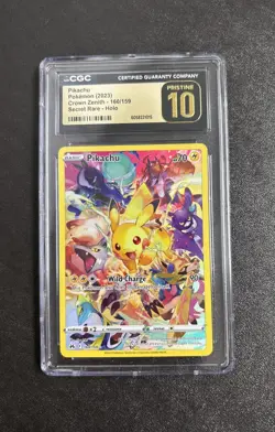 Pokemon 2023 CGC 10 Crown Zenith Pikachu Holo 160/159 Secret Rare Black Pristine - Image 1