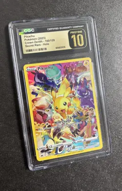 Pokemon 2023 CGC 10 Crown Zenith Pikachu Holo 160/159 Secret Rare Black Pristine - Image 2