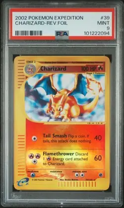 2002 POKEMON EXPEDITION #39 CHARIZARD-REVERSE FOIL PSA 9 - Image 1
