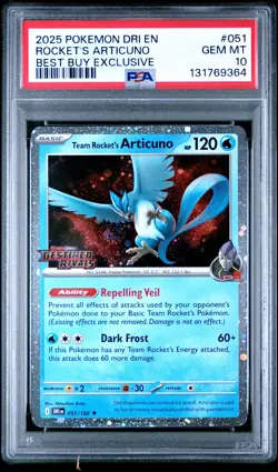2025 POKEMON DRI EN-DESTINED RIVALS #051 TEAM ROCKET'S ARTICUNO PSA 10 - Image 1