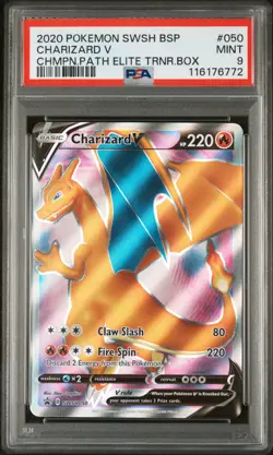Pokemon Charizard V PSA 9 MINT 2020 050 Champion Path Elite Trainer Box Promo - Image 1